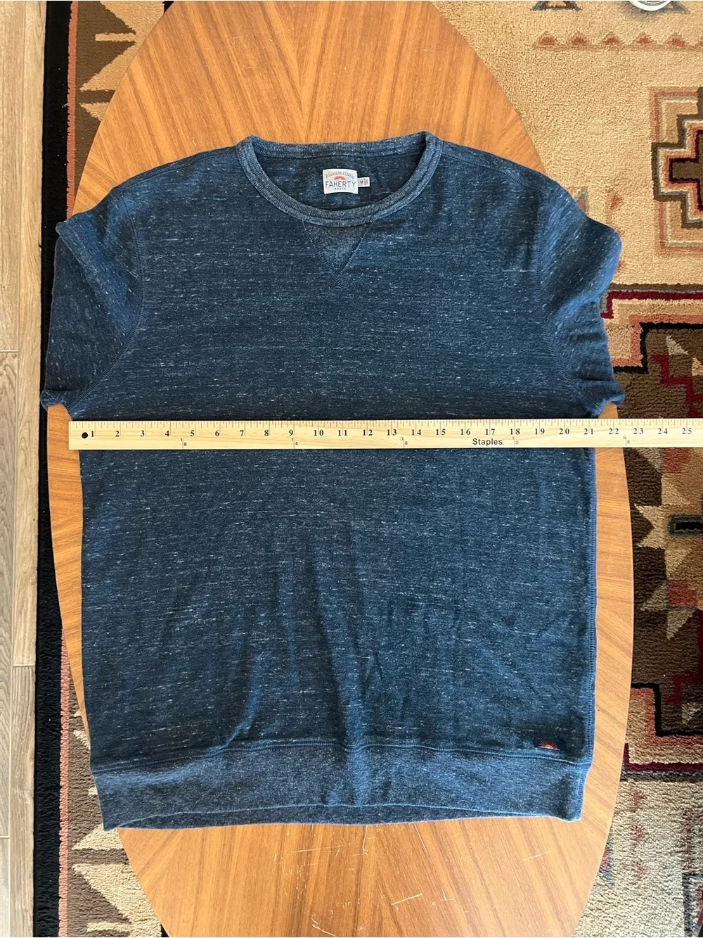 Faherty Men's Navy Heather Crewneck Sweater / M